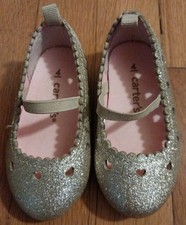 Carter  s Toddler Girl Gold Glitter Ballet Flats Size 4 Mary Jane Shoes