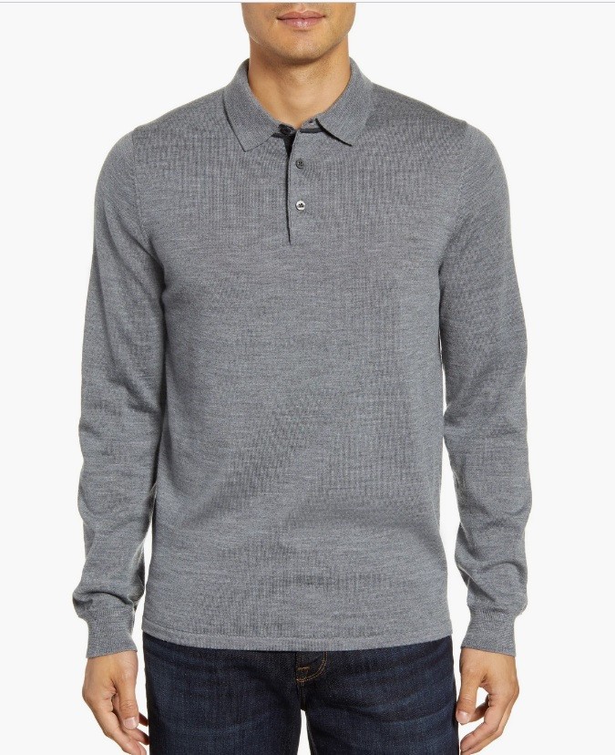 Nordstrom Mens Shop Merino Wool Coolmax Polyester Mens Sweater Gray Size M