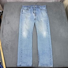 Levis 501 Mens Light Wash Straight Leg Button Fly Distressed Jeans 38x32 Vintage