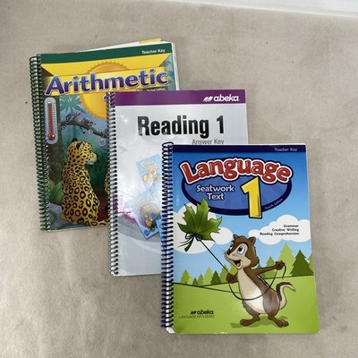 3 ABeka Level 1/ 1st Grade Teacher Key Lot- Reading Arithmetic & Language