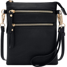 Small Crossbody Bag for Women, Multi Zip Pockets with Detachable Wristlet, Light