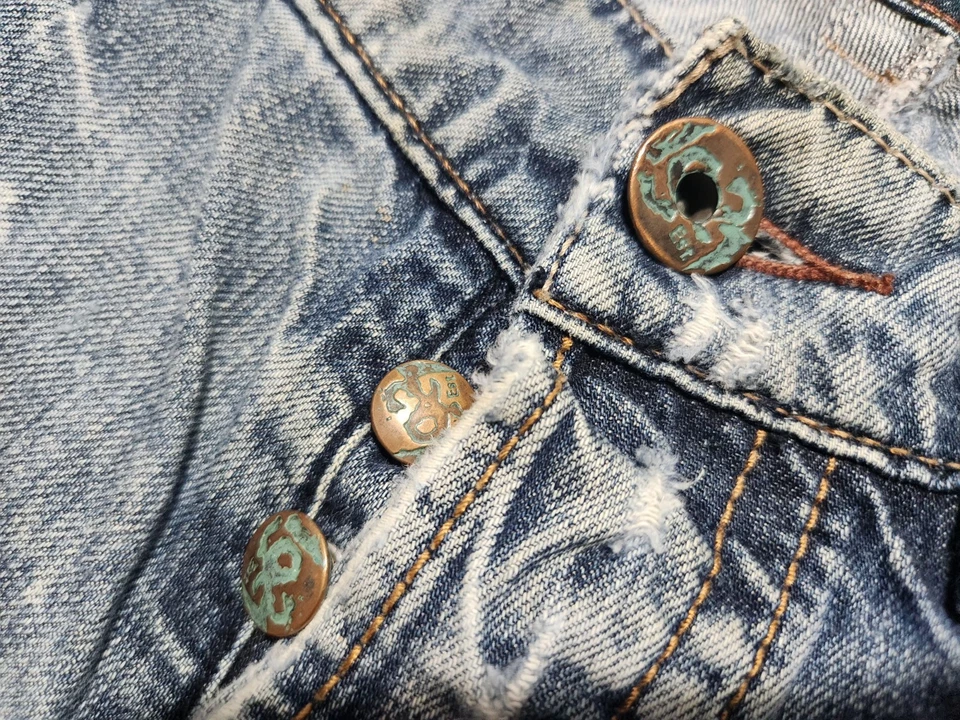 Pantalones de mezclilla rasgados Y2K 2000s 1921 talla 36 x 34 bootcut desgastados grunge aplastados Foto 4 de 4