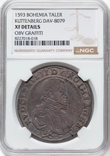 Bohemia - 1593 Rudolf II Kuttenberg Taler - NGC XF Details - CHOICE & RARE!