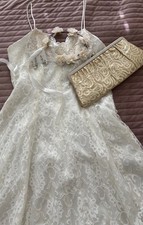 VTG Lace Embroidered Sequin Dress Sz 10 Feminine Romantic Boho Fairy Cottagecore