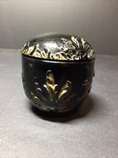 BLACK GLASS COSMETIC CREAM JAR MARKED #24