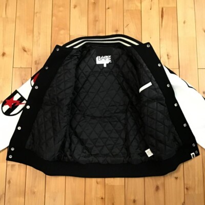 BAPE LOGO leather sleeve varsity jacket a bathing ape NIGO