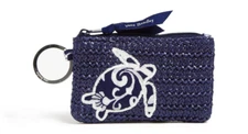 Vera Bradley Steel Blue Medallion Turtle appliqué  Zip ID Coin Purse Key Fob