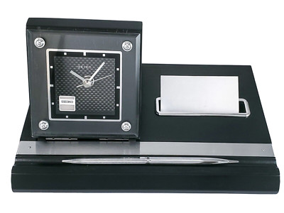 Seiko QXG130KLH Contemporary Clock, Pen and Business Card Holder