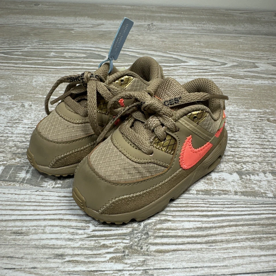Nike Air Max 90 BT Off White Desert Ore TD BV0852-200 Size 5c Virgil Toddler - Image 2 of 4