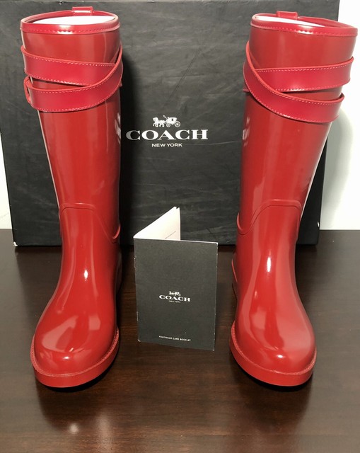 red coach rain boots