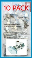 10 PACK Multi-Turn Angle Stop Valve 1/2 comp inlet x 3/8 Comp outlet, 1/2X3/8 