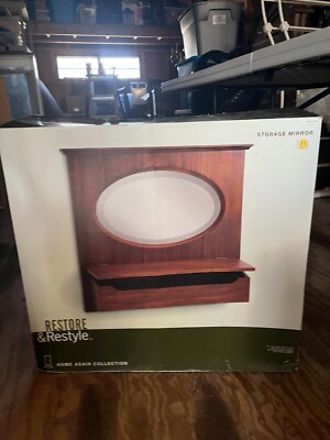 Restore & Restyle Storage Mirror with Shelf Bathroom Hallway Shelf Wood 