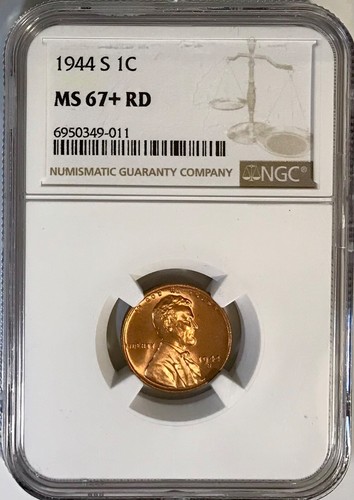 1944-S Lincoln Wheat Cent NGC MS67+ RD Superb Lustrous Red PCGS Price $1000.00 - Picture 3 of 4