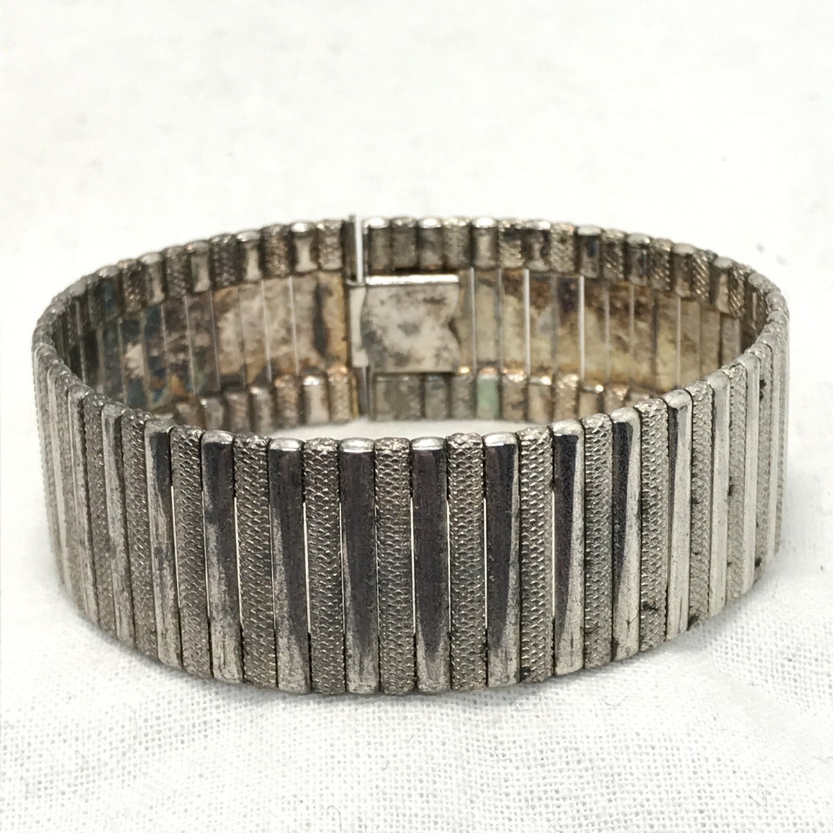 Vintage ITALY 925 Sterling Silver Unique Textured Design Bracelet