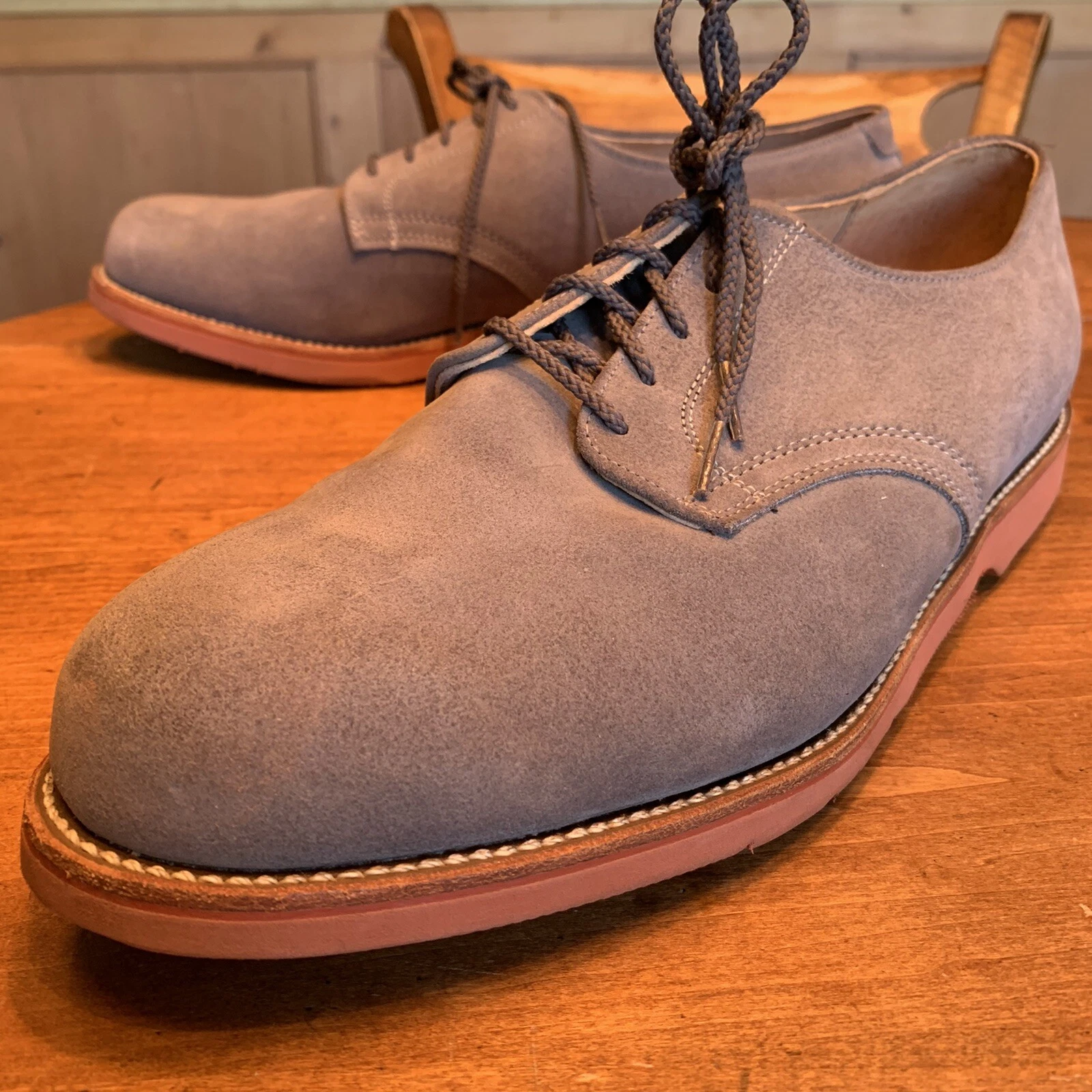 ADIDAS Suole da uomo Easy Times grigio pelle scamosciata rosso vibram made in USA taglia 14 D