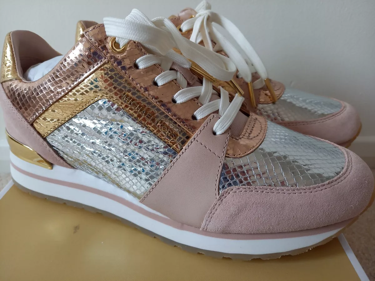Michael michael kors billie metallic leather and on sale satin sneaker
