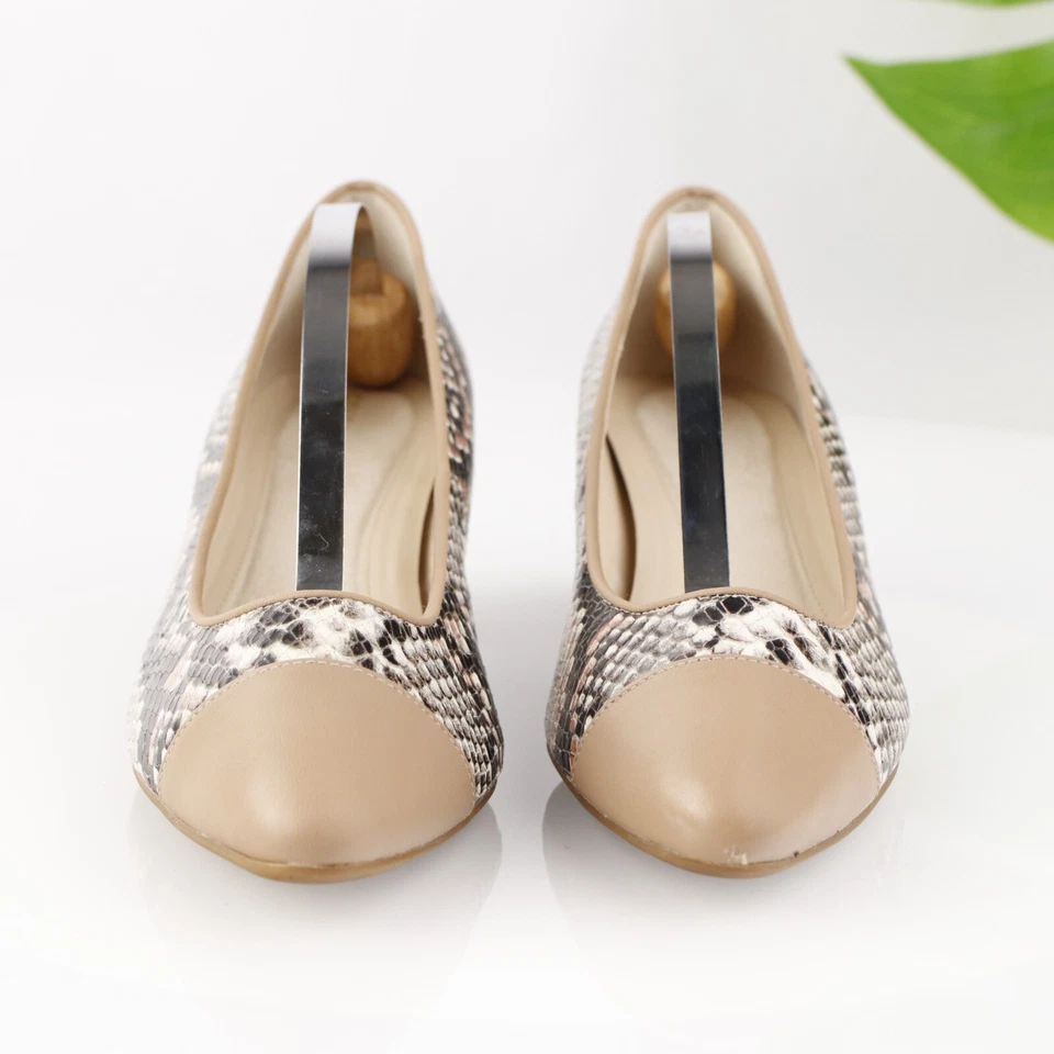 Zapato de vestir Cole Haan para mujer talla 7,5 cuero de serpiente tostado tacón ancho 45 mm Foto 2 de 4