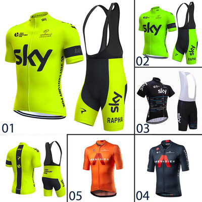 Men's Team Cycling Jersey Set Summer Short Sleeve Padded Bib Shorts Lightweight