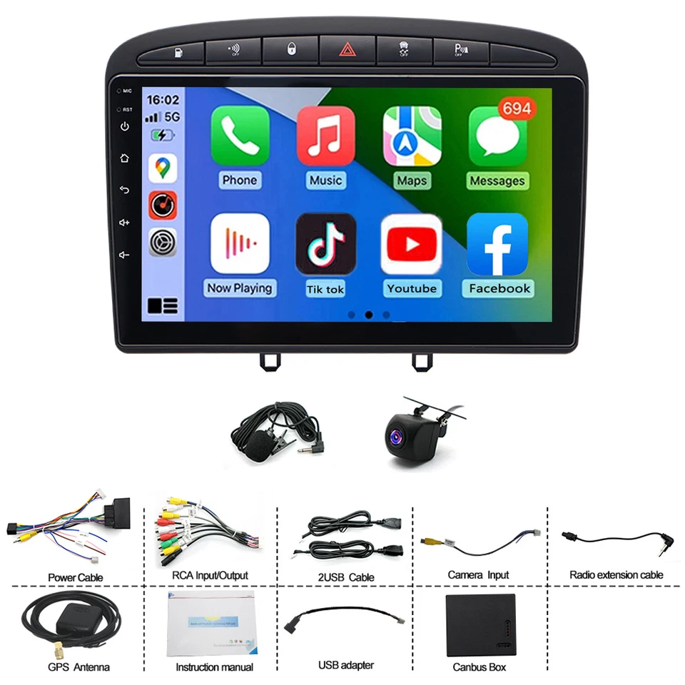 DAB+ 64G Android14 Autoradio GPS Navi WiFi SWC Für Peugeot 308 408 RCZ 2007-2015 - Bild 4 von 4