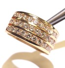 14k Yellow gold 1.30CT 3 Row VS2 G diamond anniversary wedding band ring 6.7g — photo 7