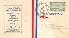 C21 20c China Clipper Planty #2B, Linprint cachet in blue. [75576]