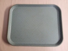 4 Vintage KYS-ITE Cafeteria Lunch Trays Blue Aqua Melamine Plastic 18x14