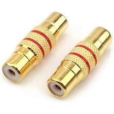 2Pcs Gold Plated RCA Audio Video Female to Female Jack Coupler Adapter Connector