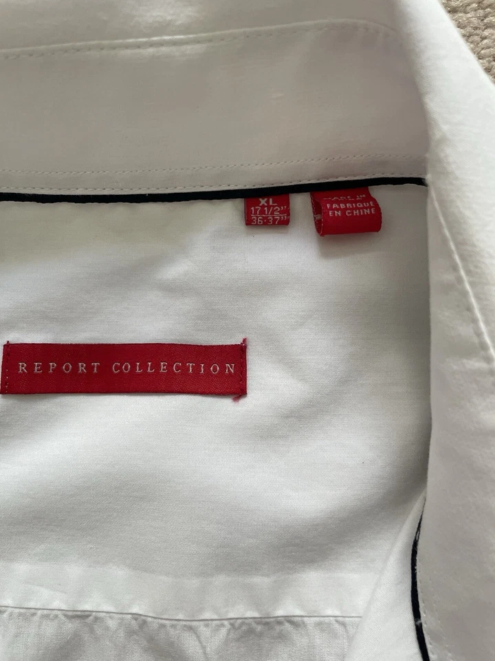 Report Collection White Cotton Long Sleeve Dress Shirt Sz XL  17 1/2''  36-37'' - Image 3 of 4