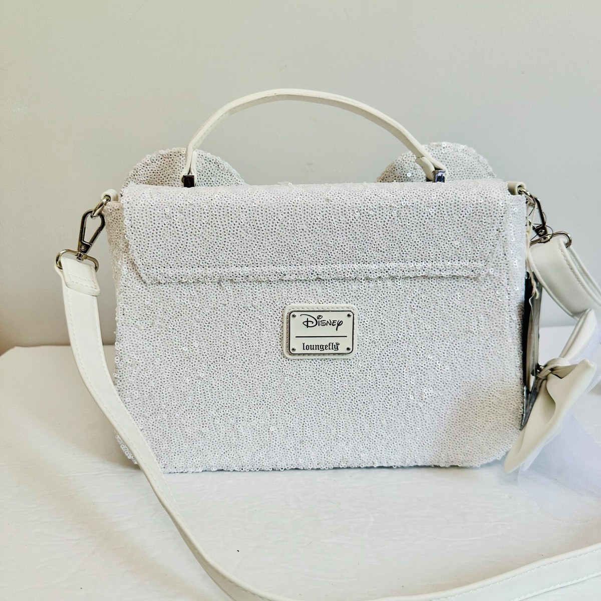 Loungefly Minnie Mouse Sequin Wedding Crossbody Bag Minnie Mouse Iridescent Lace Wedding Crossbody Bag | Loungefly main image 4