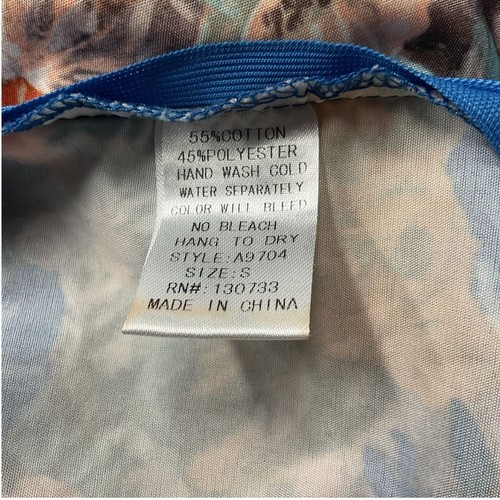 UMGEE Womens High Waisted Floral Scalloped Shorts Size Small Blue Orange Pull On - Picture 6 of 6
