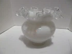 Fenton White Silver Crest Crimped Edge Vase
