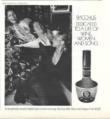 Bacchus After Shave and Cologne for Men Print Ad from 1971