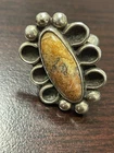 Vintage Navajo sterling silver ring with fossilized agate (butterscotch jasper).