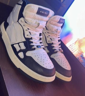 AMIRI Women High-Top Lace-Up Athletic Sneakers Colorblock White/Black Pre-Owned