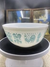 Vintage PYREX #403 Amish Butterprint - Turquoise On White - 2 1/2 Qt Mixing Bowl