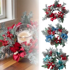 2025 New Christmas Wreath Candle Ring Christmas Table Decoration Christmas Gifts