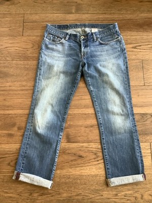 Lucky Brand Dungarees  Y2K ~ Made In USA ~ Womens Size 8 Cuffed Dream Crop Jeans
