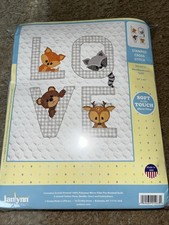 Janlynn Stamped Quilt Cross Stitch Kit 34"X43"-Woodland Love - Stitched In Floss