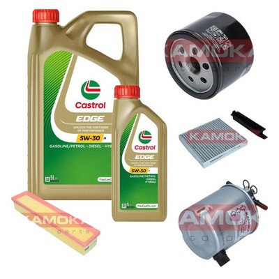 KAMOKA Inspektionspaket CASTROL EDGE 5W-30 M 6L für Dacia Logan MCV 1.5 dCi