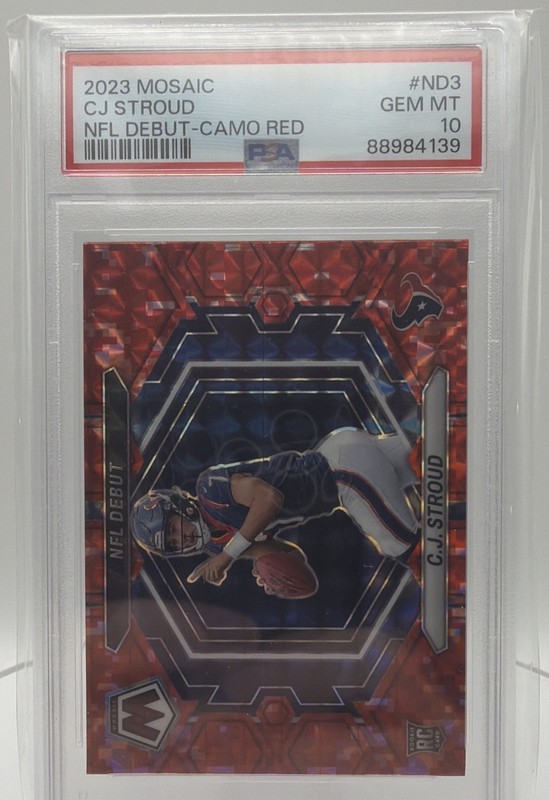 2023 Panini Mosaic - Nfl Debut C.J. Stroud Red Camo Mosaic Prizm (RC) PSA 10