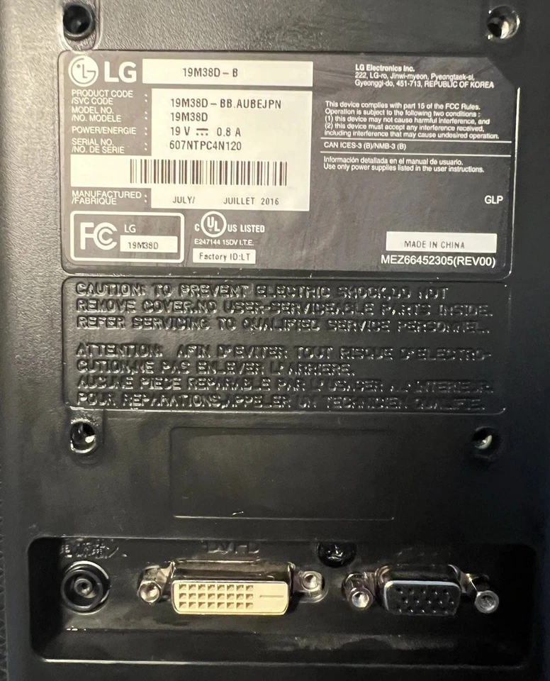 LG 19M38D-B 19" LED Monitor – w/ Cables & Aftermarket Stand – Tested - Image 3 of 4