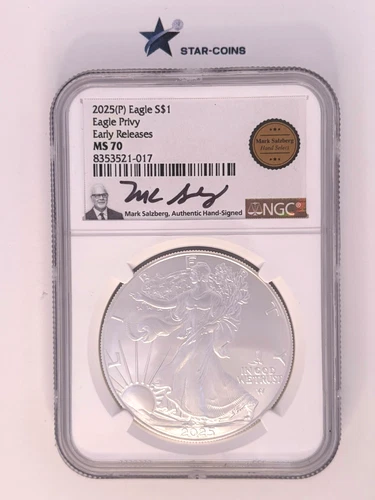 2025(P) Silver Eagle - Eagle Privy NGC MS70 Mark Salzberg Signed