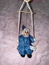 Artmark Blue Wood Clown On Swing