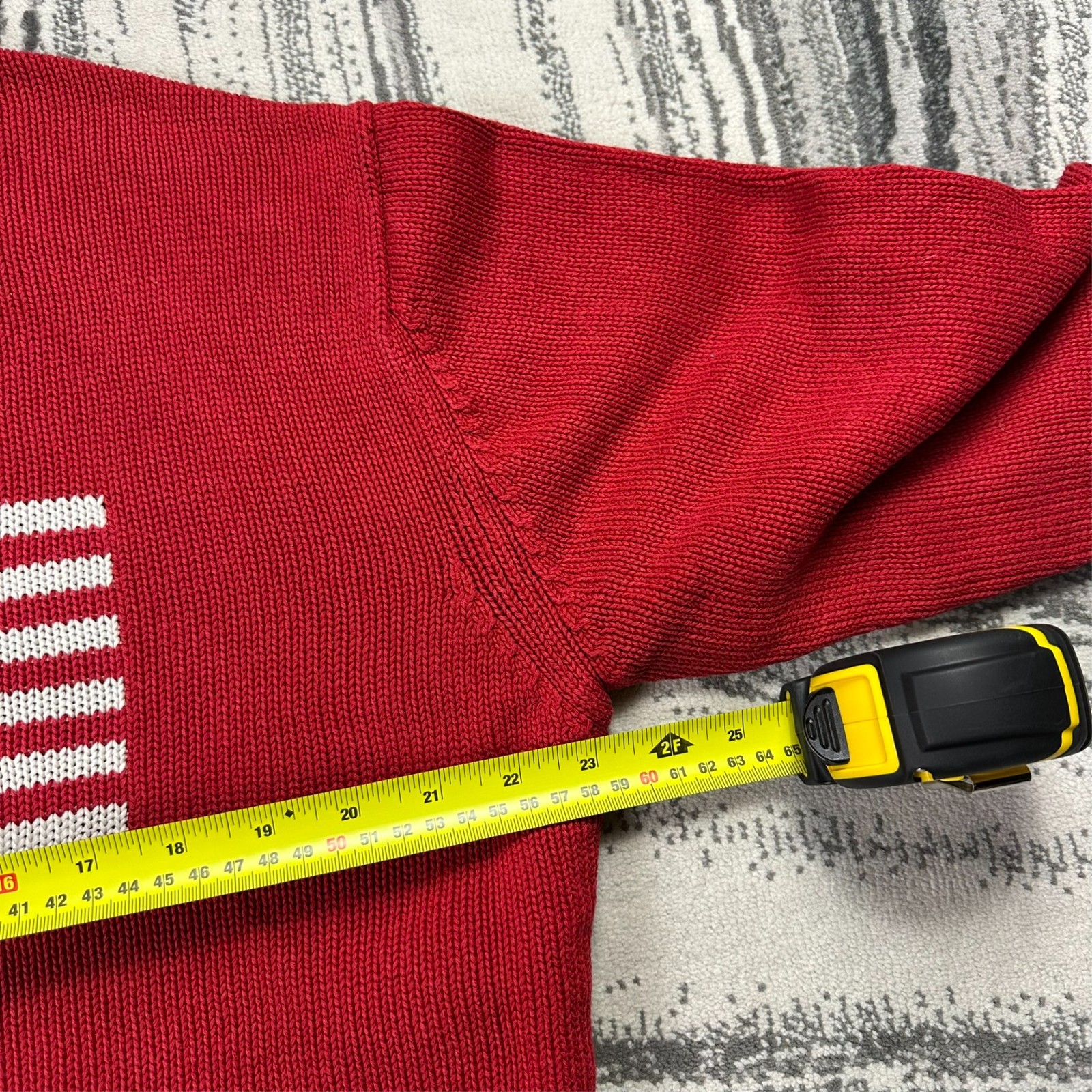 Women's VTG Ralph Lauren 90's Polo Jeans USA Flag Red 3/4 Sleeve Knit XL Jumper image 4