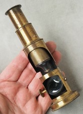 Ancien microscope de voyage 19ème laiton doré antique travel microscope