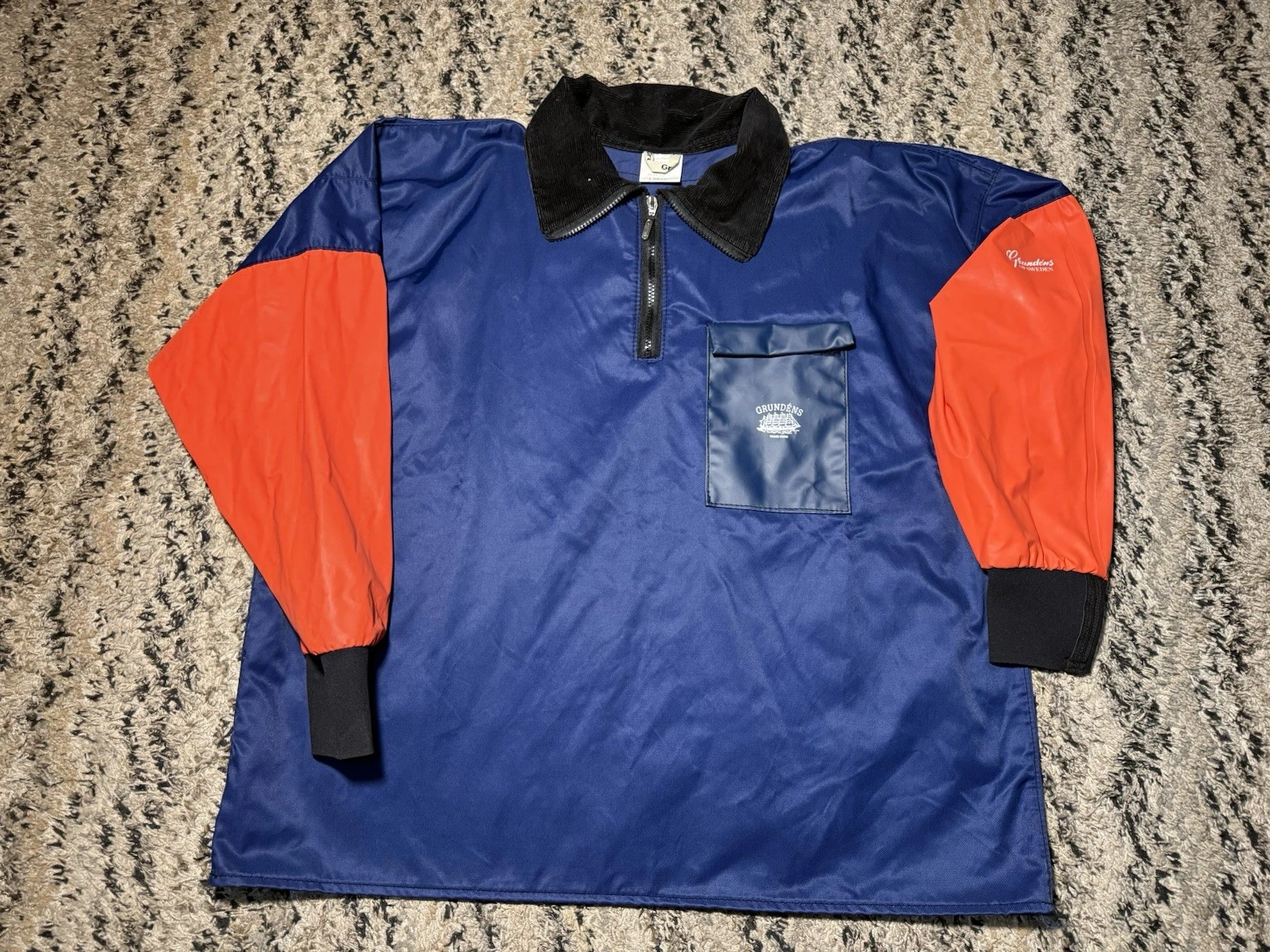Vtg Grundens of Sweden Rain Gear HÄLSÖ HYBRID ANORAK 78 Zip Jacket Fishing Large