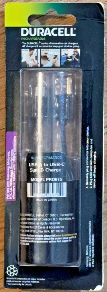 USB (Android) Duracell Micro, Gold 10’ Sync & Charge Cable, Free shipment - Image 2 of 2