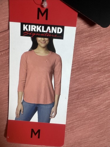 Kirkland Signature Women's Large 3/4 Sleeve Slub Tee Pink Size M - Picture 4 of 5