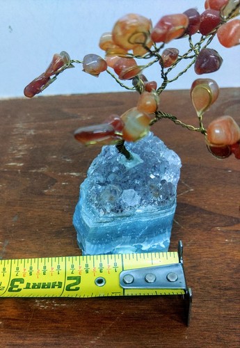 Árbol de piedras preciosas cornalina piedra preciosa multicolor árbol bonsai en amatista sin cortar - Imagen 8 de 9