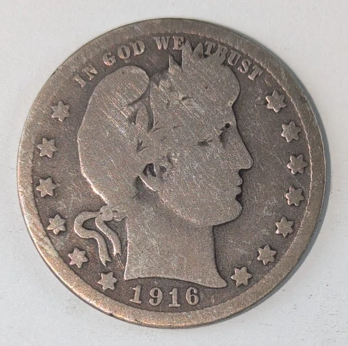 1916-D Barber Silver Quarter 25c About Good AG BSQ12